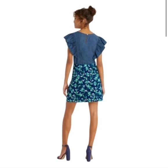 DRAPER JAMES | Blue Green Floral Print Aline Skirt - Picture 2 of 8